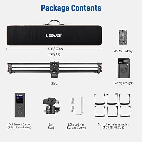 NEEWER 47.2”/120cm Motorized Camera Slider, App Wireless Control Carbon Fiber Dolly Rail Slider, Support Video Mode, Time Lapse Photography, Horizontal, Tracking and 120° Panoramic Shooting (ER1-120) 9