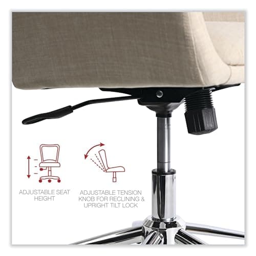 Workspace by Alera Mid-Century Task Chair, Supports Up to 275 lb, 18.9" to 22.24" Seat Height, Cream Seat, Cream Back 2