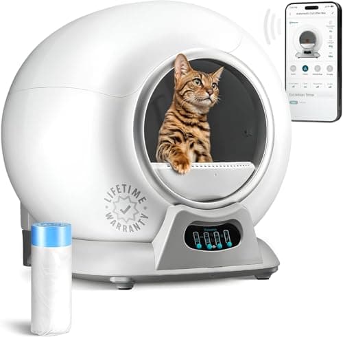 Petcove – Automatic Self Cleaning Litter Box – PurrTek Smart Automatic Litter Box for Multi-Cat Homes with Smart App Control (5GHz Wi-Fi), Triple Odor Control Quiet Operation & Advanced Safety Sensors