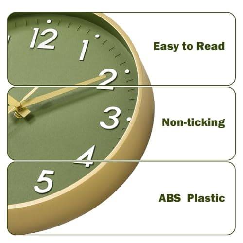 Mosewa Wall Clock 8 Inch, Battery Operated Silent Non-Ticking Modern Analog Clock Decorative for Kitchen, Bedroom, Office(Gold) 7