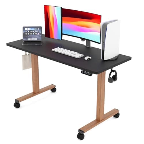 Monomi Electric Standing Desk, 55x24 Inches Height Adjustable Sit Stand up Desk, Large Ergonomic Home Office Desk with Memory Preset Controller,Two-Piece Desktop, Black