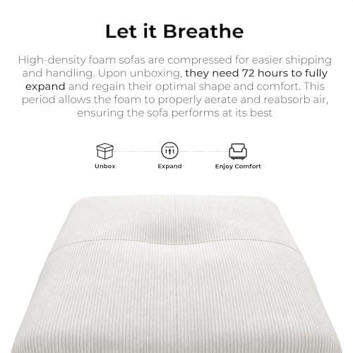 LIKIMIO 118" Modern L-Shaped Modular Sectional Sofa for Living Room, Corduroy Upholstery Beige, Oversized 3-Seater Couch with Deep Seat and Movable Ottoman – No Assembly 8