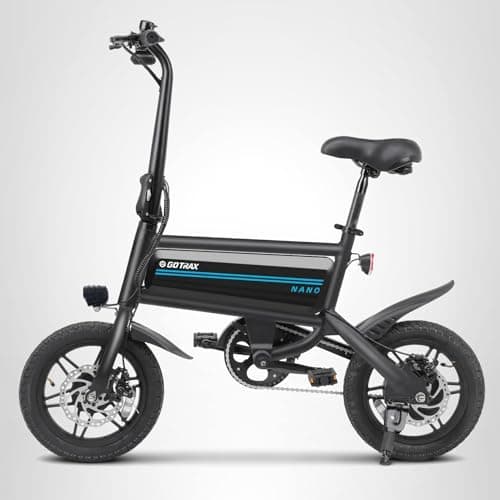 Gotrax Nano 14" Folding Electric Bike, Max Range 25Miles(Pedal-Assist) & Max Speed 15.5Mph, Power by 350W Motor, Adjustable Seat & Dual Fenders, Commuter Electric Bicycle for Adults/Teens Black 10