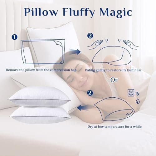 JOLLYVOGUE King Size Pillows Set of 2 for Sleeping, Soft and Supportive Bed Pillows with Down Alternative Filling for Side and Back Sleepers, Hotel Collection 8