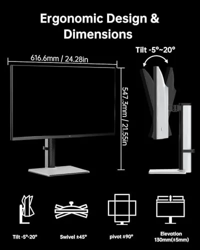 KTC 27 Inch Dual Mode Mini LED Monitor - 4K UHD at 160Hz & 1080P FHD 320Hz Gaming Monitor, 65W Type-C Port, HDR1400 Fast IPS Panel, Adaptive-Sync, HDMI 2.1 & DP 1.4, Height Adjustment, VESA Wall Mount 9