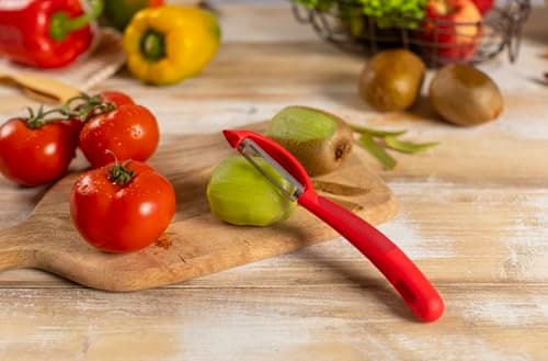 Kuhn Rikon Serrated Piranha “Swivel” Peeler 7.25” Red 6