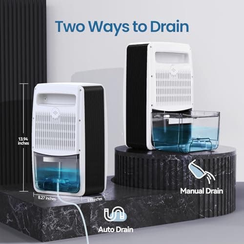 LasVacde Dehumidifier for Bathroom with Drain Hose, 95 OZ Dehumidifiers for Home Bedroom Basement & RV，Auto Shut-off 7
