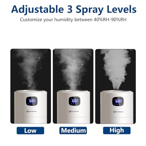 Akeshan Large Humidifiers for Bedroom, 9L/2.5Gal Ultrasonic Cool Mist, Top Fill Easy Clean with 350ML/H Mist Speed, Quiet, Suitable for Kids Room Plant Yoga Office Study Room Living (White, Round) 5