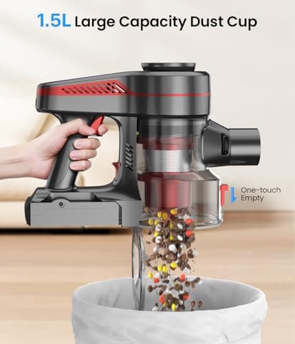 CHEBIO Cordless Vacuum Cleaner, Stick Vacuum with Powerful Suction, 45Mins Runtime Vacuum Cleaners for Home, Anti-tangle and 1.5L Dust Cup, 6 in 1 Lightweight Vacuum for Hardwood Floor Carpet Pet Hair 8