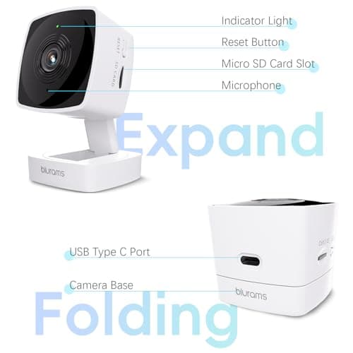 blurams 2.4G/5G Cameras for Home Security, 2K Pet Camera Indoor with Phone App, Window Security Camera w/Motion Detection, 2-Way Talk, IR Night Vision 5