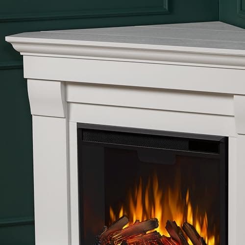 Real Flame Chateau 41" Corner Electric Fireplace with Mantel for Living Room or Bedroom, Replaceable Fireplace Insert Heater, Realistic Log and Flame Effect, Remote Control, Timer, White 7