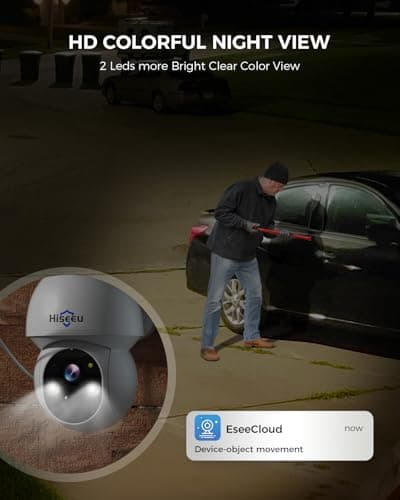 Hiseeu Solar Camera Wireless Outdoor, Home Security Camera System, 2.4G & 5G WiFi, Solar-Powered 4MP 8 Cam-Kit, Color Night Vision, 360° View, Pan & Tilt, 1TB HDD Local Recording, No Montly Fees 5