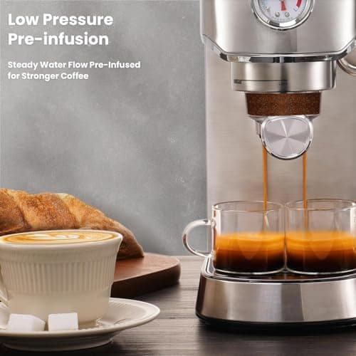 Gevi Commercial Espresso and Coffee Makers, Professional 20 Bar Espresso Maker with Milk Frother, Stainless Steel Expresso Coffee Machines for Home, Compact Cappuccino Machine, Great Gift 7