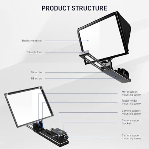 GVM 12" Teleprompter for iPad Tablet Phone DSLR Camera, Collapsible Teleprompter Kit with Installation Free Design, HD Refective Display, APP Remote Control, Carry Case, for Video Recording 6
