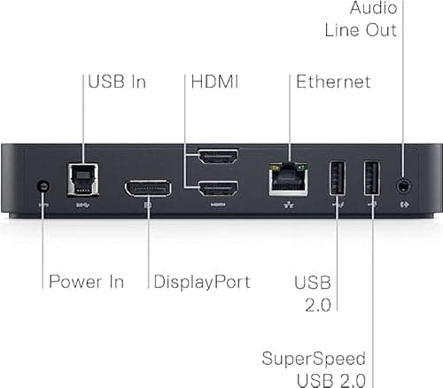 Dell USB 3.0 Ultra HD/4K Triple Display Docking Station (D3100), Black 5