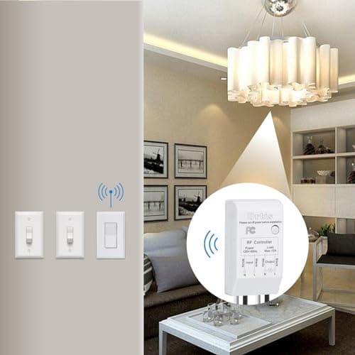Wireless Light Switch and Receiver Kit, Ortis 300ft RF Range Wireless Wall Switches for Lights, Fans, Battery Included, No Wiring Needed 7