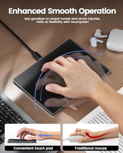 seenda Trackpad, Upgrade Smooth Glass Surface with Multi-Touch, Aluminum Slim USB Wired Win/Mac Touchpad with High Precision Navigation for Windows 10/11 Computer and iMac, MacBook Air/Pro 8