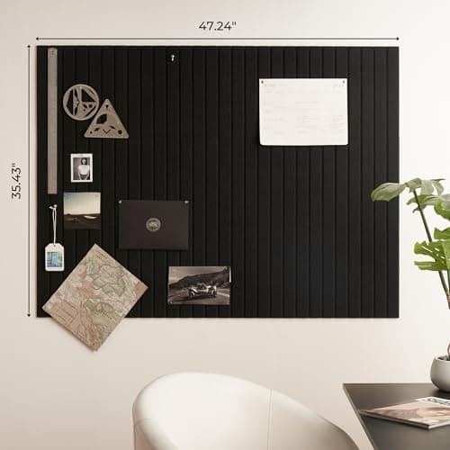 Large Felt Bulletin Board - Stylish Perfectly Sized 35" x 47" Cork Board Alternative for Office & Wall Decor – 12 Customizable Adhesive Tiles w/Golden Pins are Perfect to Display Your Photos 7