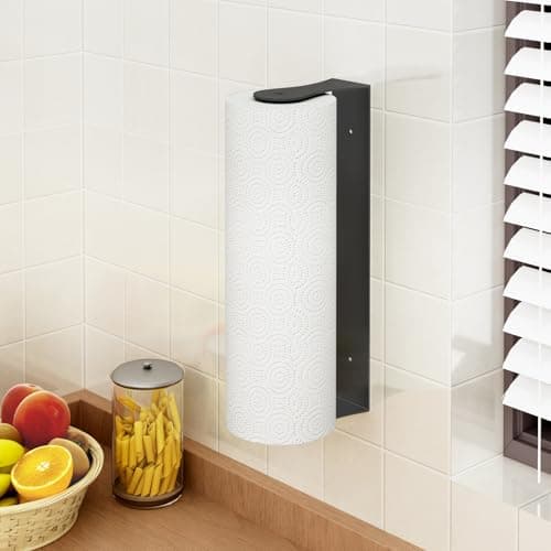 Paper Towel Holder Under Cabinet, Stainless Steel, Wall Mount, Black Adhesive Paper Roll Holder for Kitchen and Bathroom 8