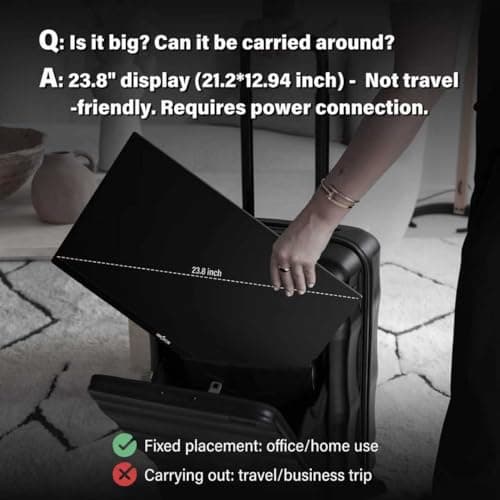 InnoView 23.8" Large Portable Monitor, FHD 144HZ 100% SRGB IPS USB-C HDMI Work Home Gaming Second Monitor 1080P W/180°Adjustable Stand for Laptop, MacBook, Phones 9