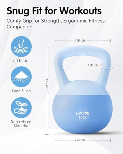 Soft Kettlebell - Cushioned Impact-Resistant Base and Anti-Slip, Kettle bell Anti-Slip Grip Weight for Home Workouts, Safe Strength Training Kettlebells Sets for Women & Men, With Non-slip Gloves (Blue, 10 LB) 5