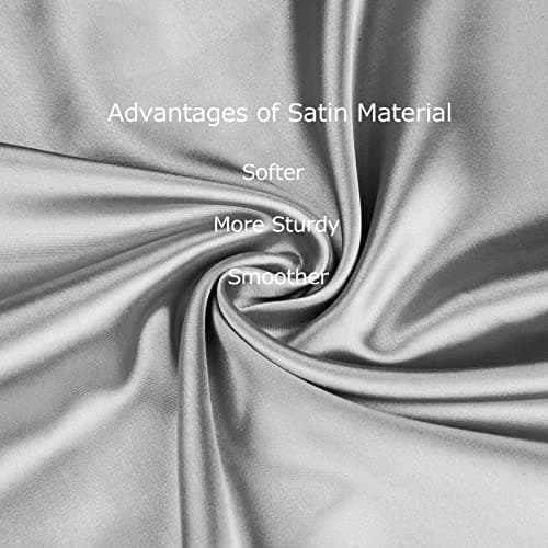 URLINENS Satin Pillowcase for Hair and Skin, Vegan Silk Pillowcase Set-2 Satin Pillowcases, 1 Eye Mask, 1 Scrunchie-Luxury Sleep Set, Silver Gray Pillow Cases with Envelope Closure Standard Size 5