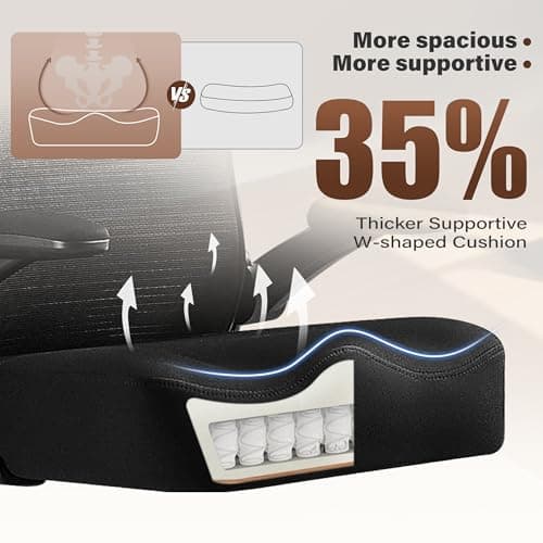 400LBS Drafting Chair, Tall Office Chair with Adjustable Lumbar Support&Footrest Ring, Comfy Extra Deep W-Shape Thicken Cushion, Breathable Mesh Standing High Desk Chair with Padded Flip-up Armrests 5