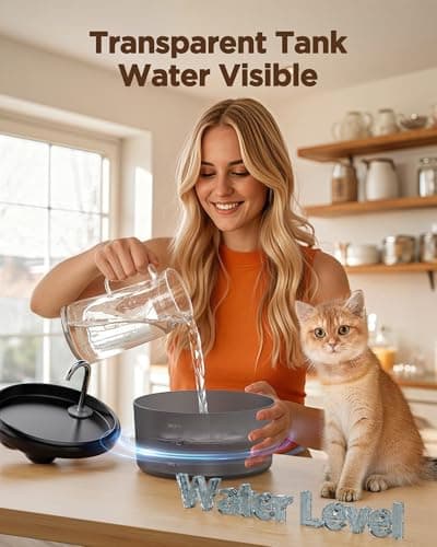 Cat Water Fountain for Cats Indoor: 80oz/2.4L Cat Fountains for Drinking - Quiet Pet Watering Bowls for Cats Inside - Black Kitten Waterer Supplies - for Small and Medium Animals 6