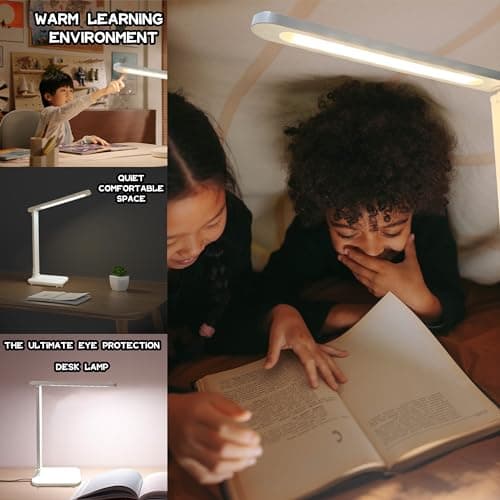 R RUCKERCO Led Desk Lamp Dimmable Desk Light Reading Lamp 3 Lighting Modes, Eye Protection Accessories, Study Desk Lamp Equipped USB Charger Suitable for Home Office is for Gift Giving 5