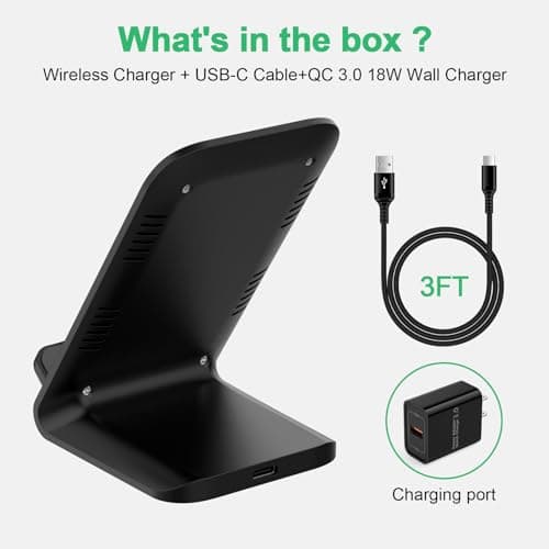 Samsung Wireless Charger Fast Charging Stand Wireless Android Desk Phone Charger Pad 15W for Samsung Galaxy S25 FE S24 S25 Ultra Plus S24FE S23FE S22 S21, Pixel 10 9, iPhone 17 16, with 18W Adapter 5