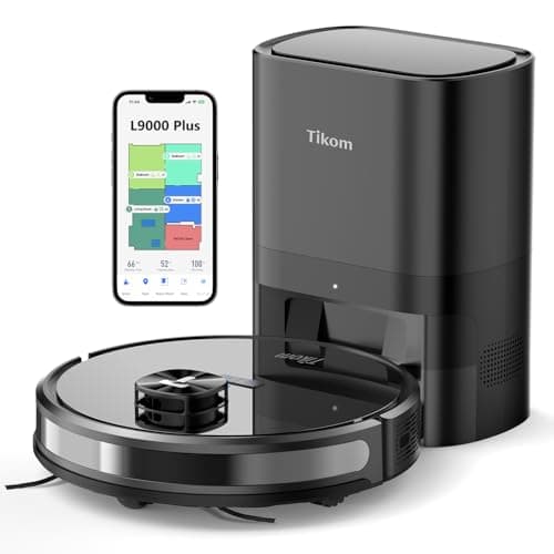 Tikom Robot Vacuum and Mop Combo L9000 Plus, Self-Emptying, 60-Day Capacity, LiDAR Navigation, Home Mapping, 4000Pa,150Min Max, Schedule, Wi-Fi/App, Robotic Vacuum Cleaner for Pet, Hard Floors, Carpet
