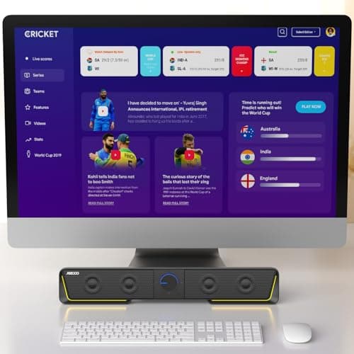 Jeecoo A40 Bluetooth Computer Speakers with Clear Sound, USB Plug & Play PC Speakers with LED Light, Computer Sound Bar with Switch Button for Desktop Laptop Monitor (USB-C Adapter Included) 9