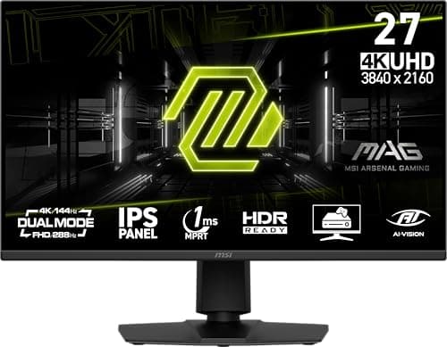 msi MAG 275UPD E14 27-inch 3840 x 2160 (UHD) Gaming Monitor, 288Hz, Adaptive-Sync, HDMI, DisplayPort, VESA Mountable, Tilt, Height Adjustable, Speaker, 1ms, Black