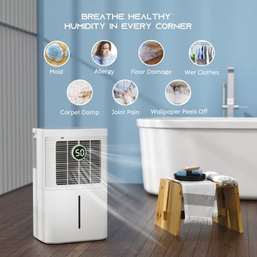 HOGARLABS 2000 Sq. Ft Dehumidifier for Home and Basements, 25 Pints Dehumidifier with Drain Hose for Continuous Drainage, Washable Filter, Anti-Spill Water Tank, Ideal for Bedroom, Bathroom, Office. 7