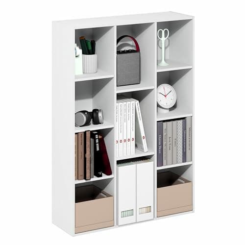 Furinno LUDER Book Shelf, 11-Cube Bookshelf, Reversible Bookcase, 9.4 x 29.1 x 41.7, for Living Room, Bedroom, Home Office, White 6