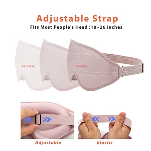 3D Contoured Sleep Mask for Women Men,Effective Light Blocking Eye Mask Sleeping Soft Night Blindfold with Adjustable Strap(Pink) 6