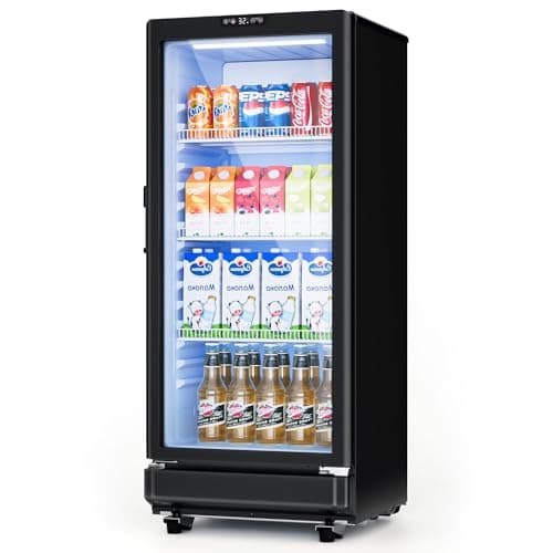 ICEVIVAL 6 Cu.Ft Commercial Refrigerators, Display Fridge with Double-Tempered Glass Door, Beverage Cooler for Bar, Office, Restaurant, Outdoor Beverage Refrigerator with Locking, Key & LED