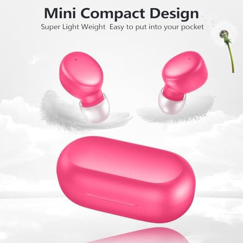 MOZOTER S8 Mini Wireless Earbuds Bluetooth 5.3 in Ear Light-Weight Headphones,60Hrs Playtime Ear Buds with Charging Case,Bluetooth Headsets,Premium Sound with Deep Bass for Sport-Rose Pink 6