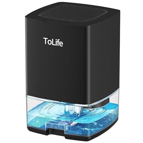 ToLife Dehumidifiers for Home 30 OZ Water Tank with Auto-Off 500 sq.ft Portable Small Dehumidifier for Bathroom Bedroom RV Closet Room 7 Colors LED Light, Black