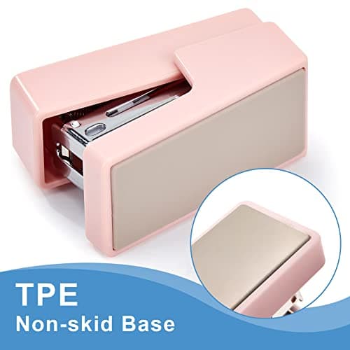 EZWORK Swing-Arm Swivel Stapler, 25 Sheets Capacity, 360 Degree Rotate Desk Staplers for Booklet or Book Binding (Pink, 20 Sheets) 5