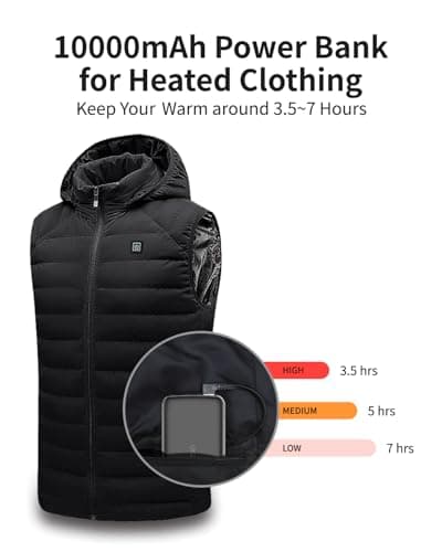 OKZU 5V 2A Power Bank for Heated Vest, Jacket, Stadium Seats, Chair, 10000mAh Fast Charging Battery Pack for USB Heated Clothing, Heated Blanket, Coat, Sleeping Bag 2