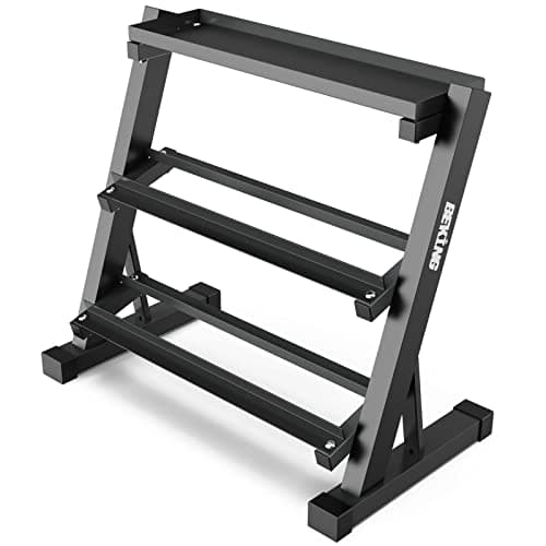 BEKING 3 Tier Dumbbell Rack,1000LB Capacity Weight Storage Rack for Home Gym Fitness,Multifunctional Free Weight Organizer Stand for Dumbbells, Kettlebells,Compact Design Save Floor Space