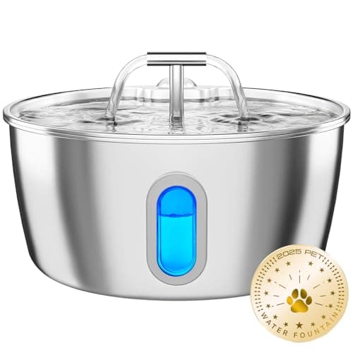 Cat Water Fountain Stainless Steel - 3.2L/108oz Pet Water Fountain for Cats Indoor - Automatic Pet Watering Dispenser (1 Filter)