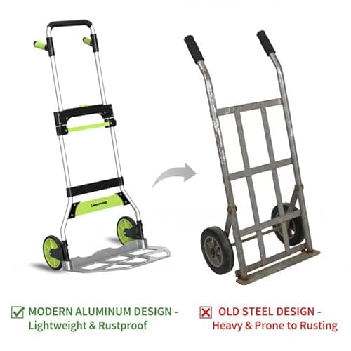 Leeyoung Folding Hand Truck and Dolly,309 lb Capacity Aluminum Portable Cart with Telescoping Handle and PP+EVA Wheels 9
