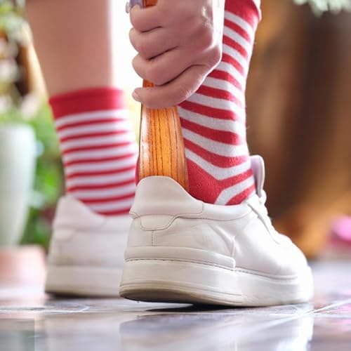 Premium Wooden Shoe Horn, 1 PCS Wooden Shoehorn, 13" Long Handle Shoe horns Easy Wear Helper Shoehorns for Seniors, Kids, Pregnancy, Men, Women 7