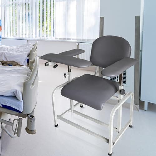 Helsevesen Blood Drawing Phlebotomy Chair, Comfortable Padded Lab Draw Chair with Adjustable Armrest (Grey-24.08) 7