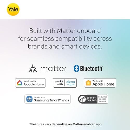 Yale Matte Black Keyed Deadbolt Smart Lock with Google Matter, YRD510-MT1-BLK 2