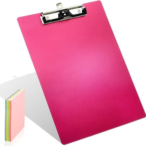 Aluminum Metal Clipboard Stainless Hangable Pen Holder Low-Profile Clip Board Size A4 9" x 12.6" with Sticky Note for School Office Business Medical Professionals Workshop Factory (Red, Aluminum-A4)