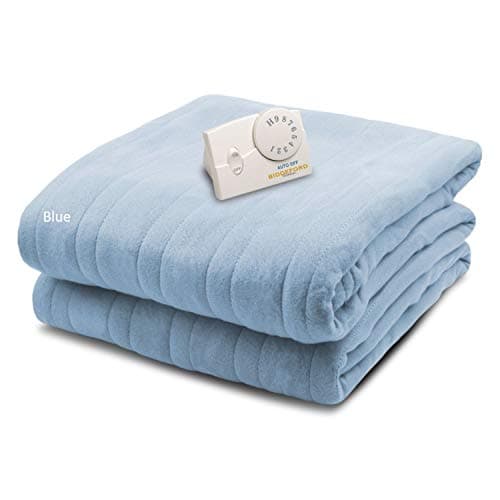 Biddeford Blankets Comfort Knit Heated Blanket with Therapeutic Heat Settings, Machine Washable, Safety Tested & Approved - Perfect for Warm, Cozy Nights, Analog Controller, Full, Blue