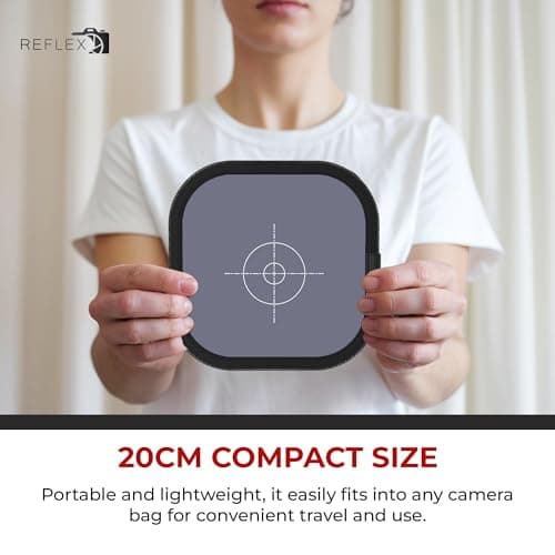 REFLEX CAMERA 20cm (8"x8") Double Sided White Balance 18% Grey Card - Portable Gray Reference Reflector for Photo & Camera Colour Correction - Achieve Accurate White Balance in Every Shot 7